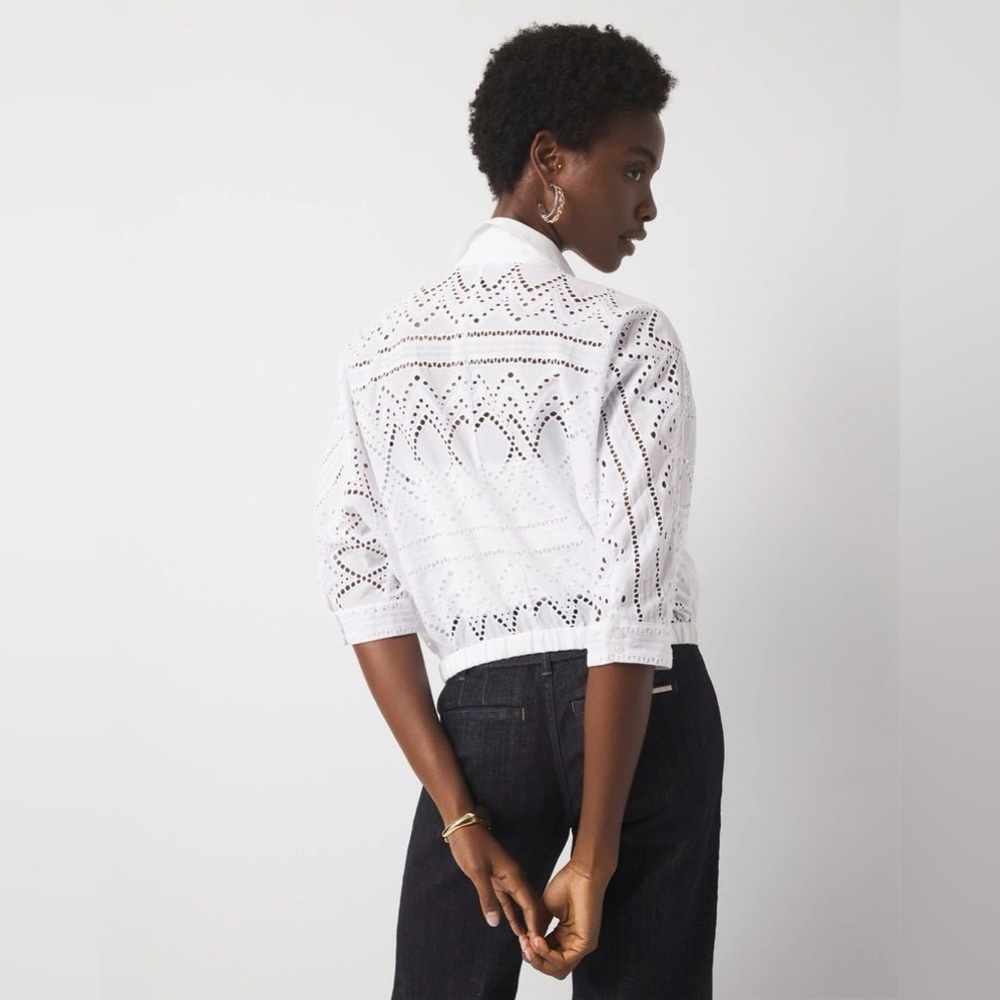 NWT WHBM Kimono Sleeve Eyelet Shirt Blouse - size small - white - Picture 3 of 10